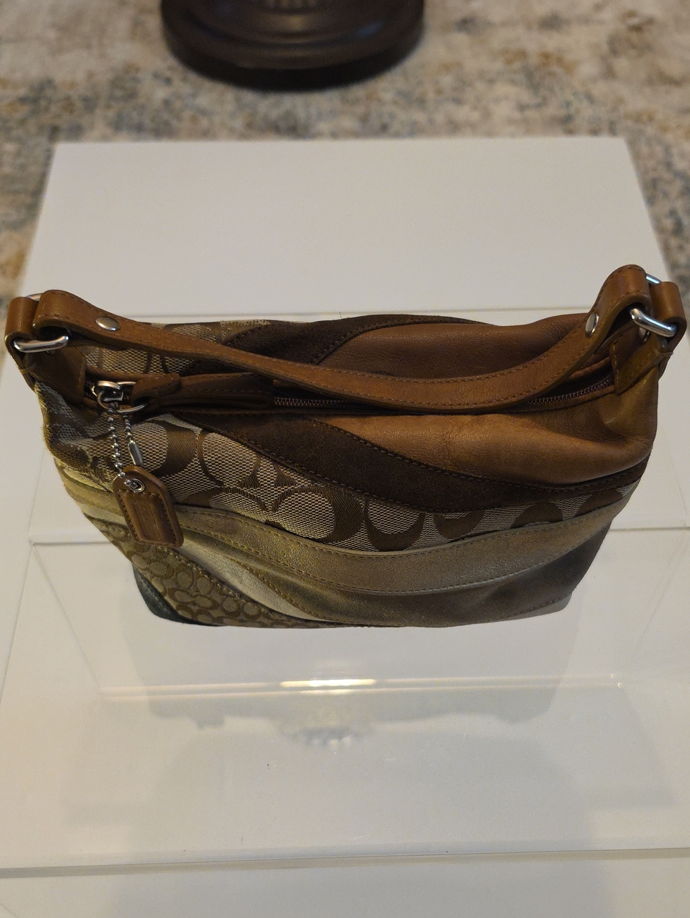 Coach Vintage Wave Patchwork Demi Baguette Shoulder Bag.
